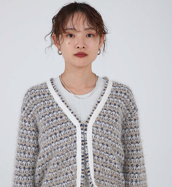 qualite「ツィードニットカーディガン」|カーディガン|