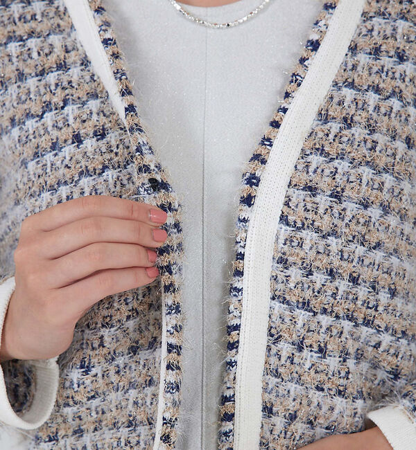 qualite「ツィードニットカーディガン」|カーディガン|