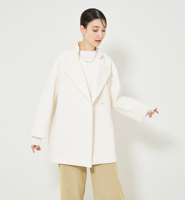 qualite「ヘリンボンジャガードコート」|ミリタリー・モッズコート|アイボリー