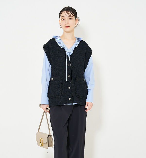 qualite「ツィードニットジレ」|ダウンベスト・ベスト|