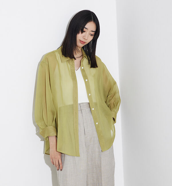 qualite「ソフトオーガンジーシアーシャツ」|シャツ・ブラウス|オーカー