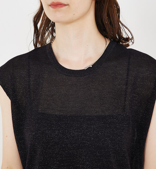 qualite「【大人の上品なシアー】ラメクルーネックニット」|キャミソール|