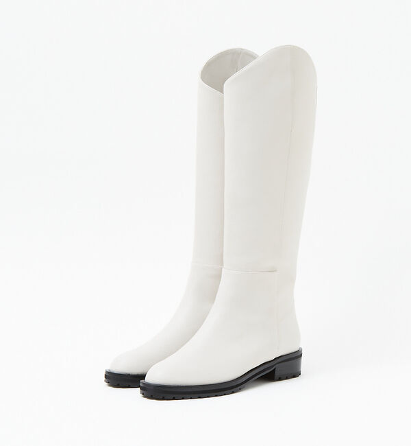 AU BANNISTER「【LAROUTE】アシンメトリーロングブーツ」|ショートブーツ|ホワイト