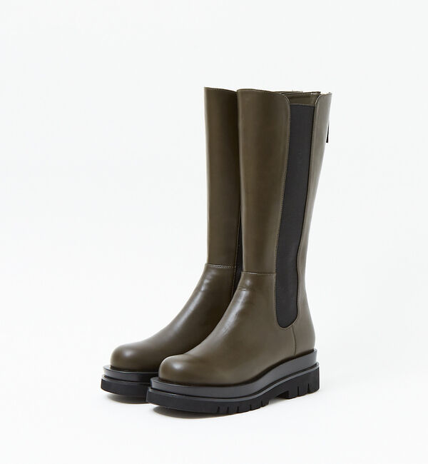 AU BANNISTER「【LAROUTE】トラックソールロングブーツ」|ショートブーツ|カーキ