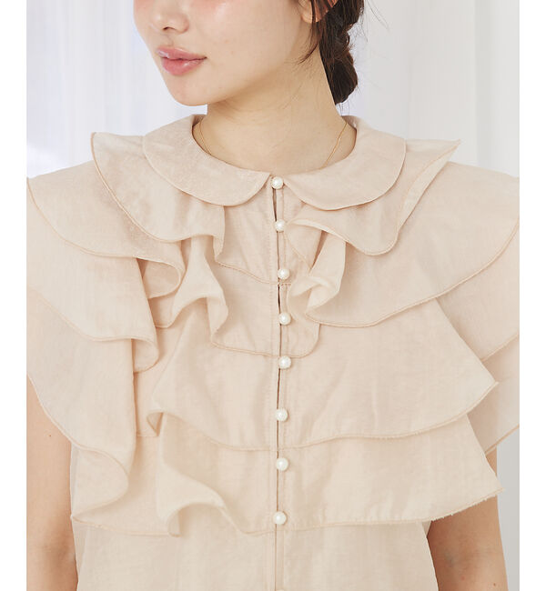 SELFIST「ラッフルフリルパールボタンブラウス」|シャツ・ブラウス|