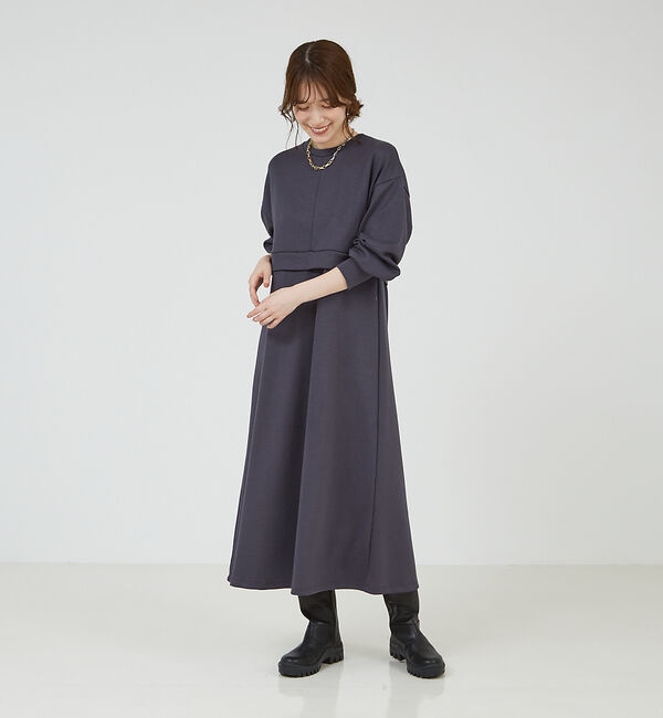 abahouse mavie「【大人のいちまんワンピ】ライトダンボールフレアーワンピ」|ワンピース|