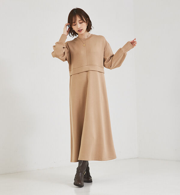 abahouse mavie「【大人のいちまんワンピ】ライトダンボールフレアーワンピ」|ワンピース|