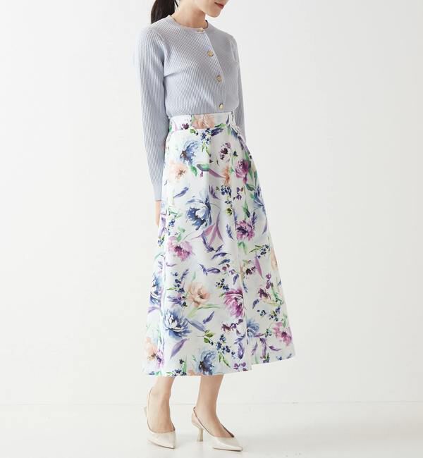 TIARA「花と羽タックフレアスカート」|スカート|