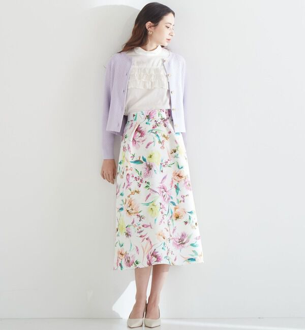 TIARA「花と羽タックフレアスカート」|スカート|