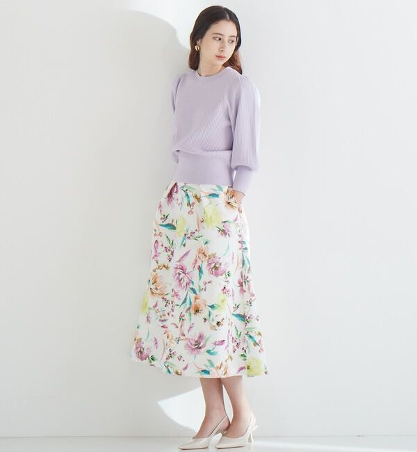 TIARA「花と羽タックフレアスカート」|スカート|