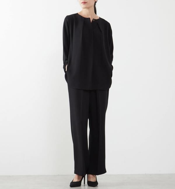 TIARA「タックワイドドレープパンツ」|その他|ブラック