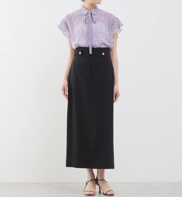 TIARA「サマークラシック千鳥プリントリボンタイシャツ（セットアップ可）」|シャツ・ブラウス|