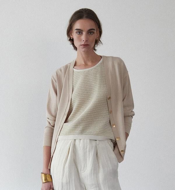 Liesse「アクセント釦カーディガン」|カーディガン|アイボリー