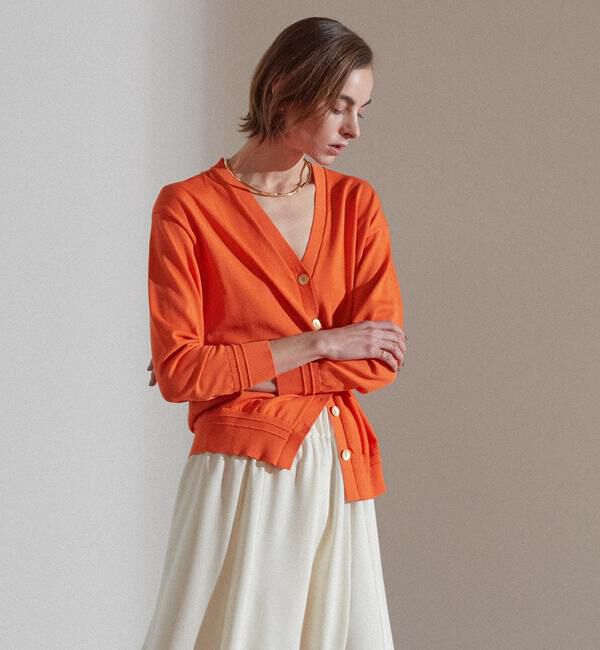 Liesse「アクセント釦カーディガン」|カーディガン|オレンジ