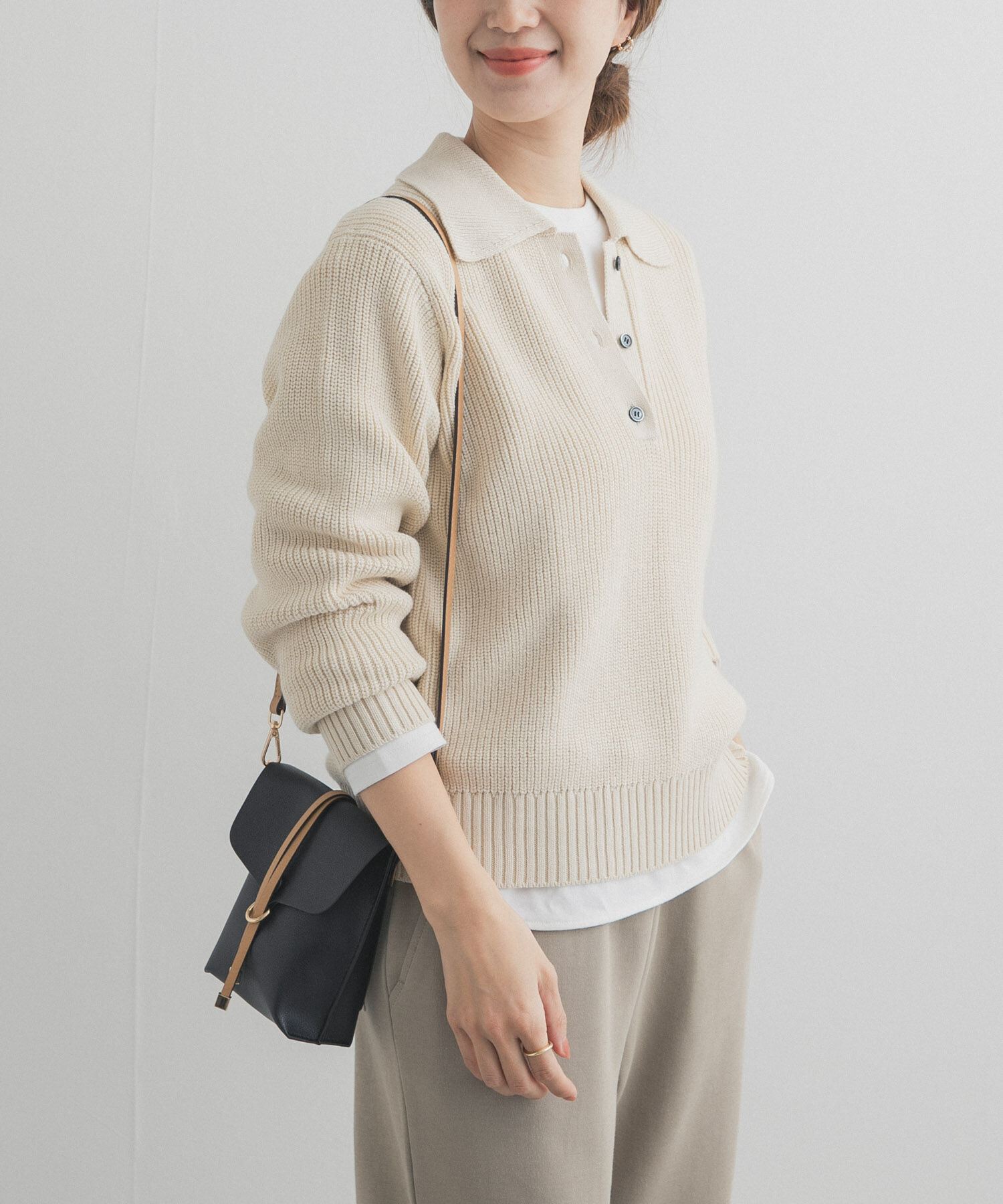 URBAN RESEARCH DOORS「衿付き畦ニット」|ニット・セーター|