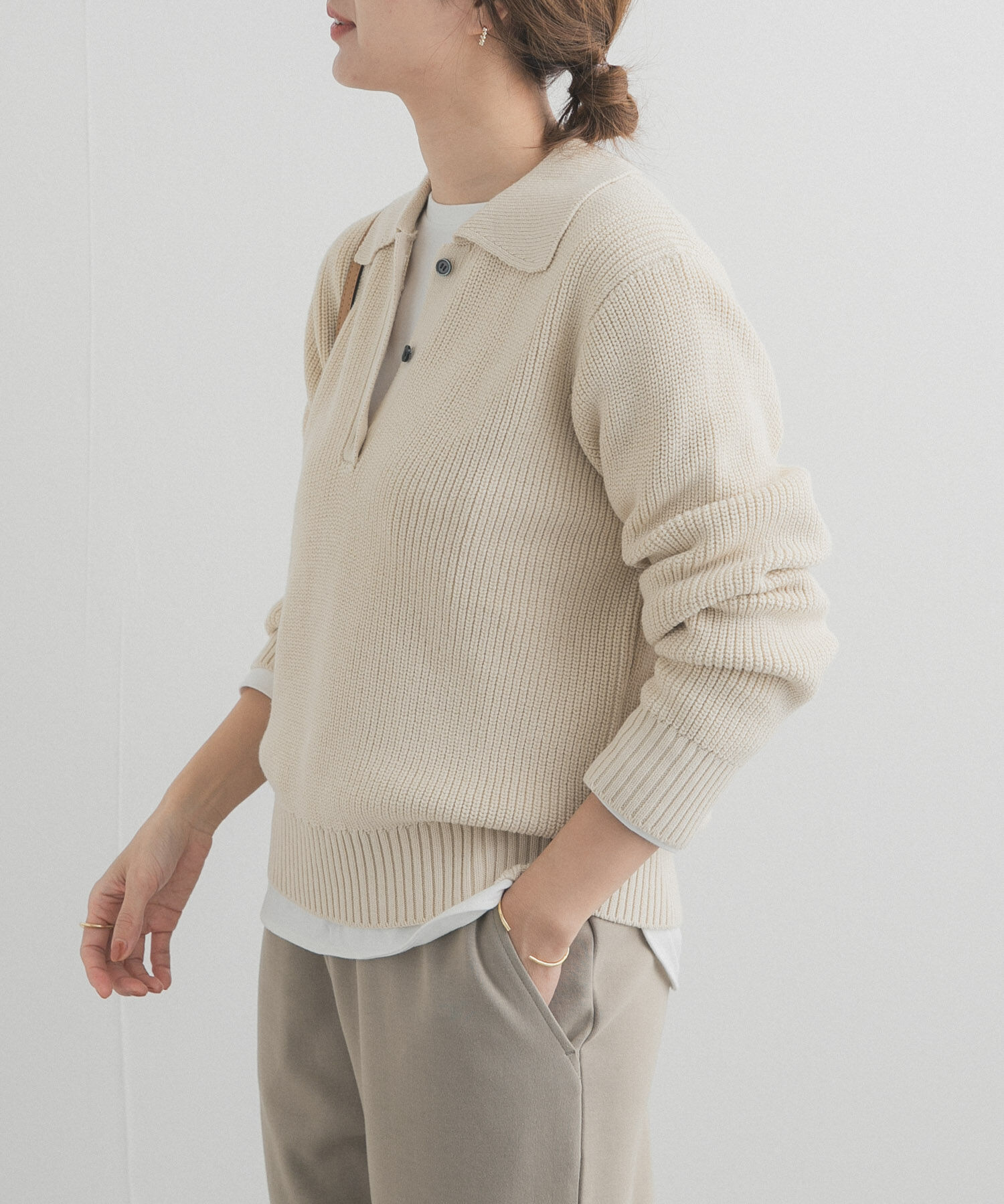 URBAN RESEARCH DOORS「衿付き畦ニット」|ニット・セーター|