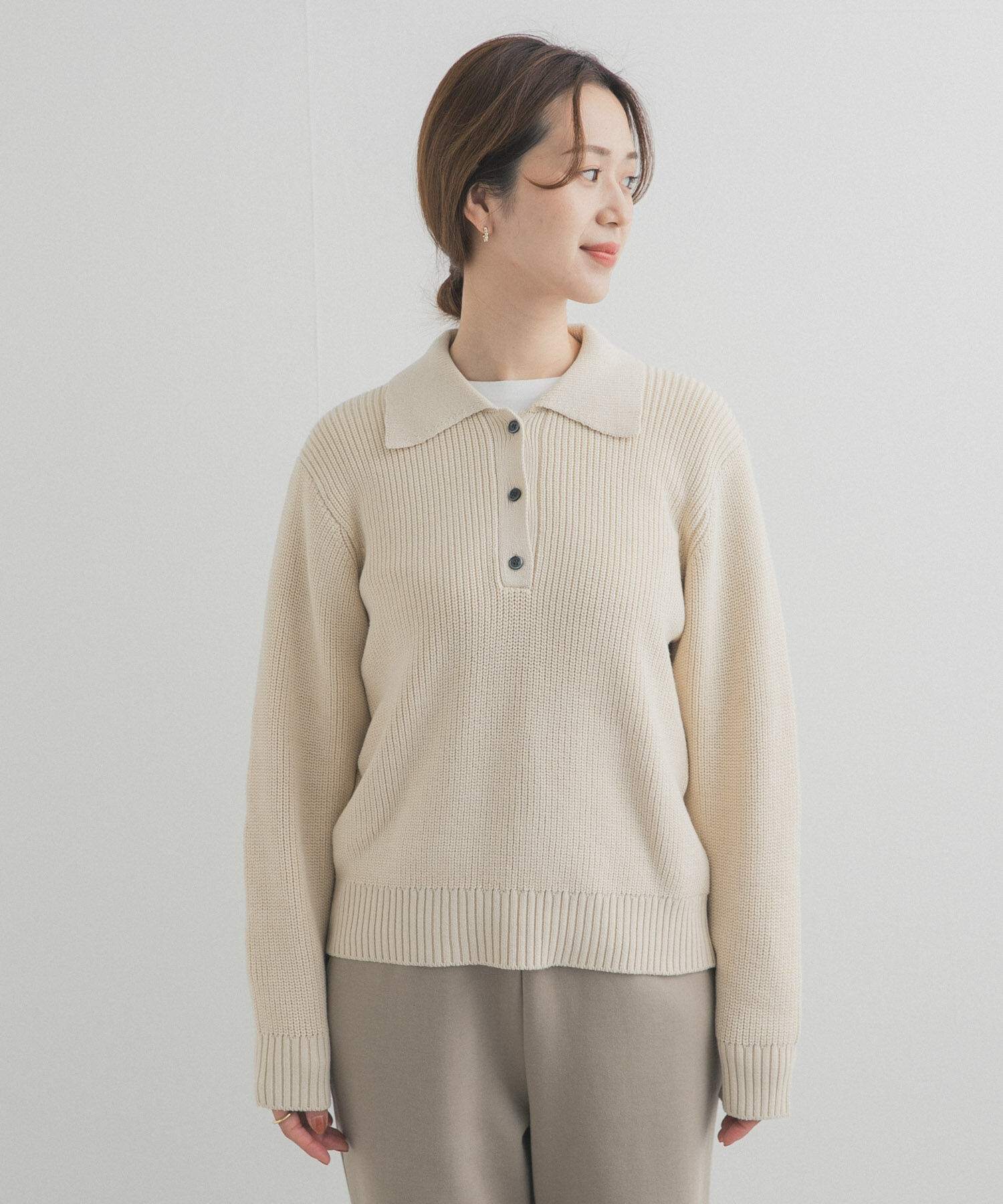 URBAN RESEARCH DOORS「衿付き畦ニット」|ニット・セーター|