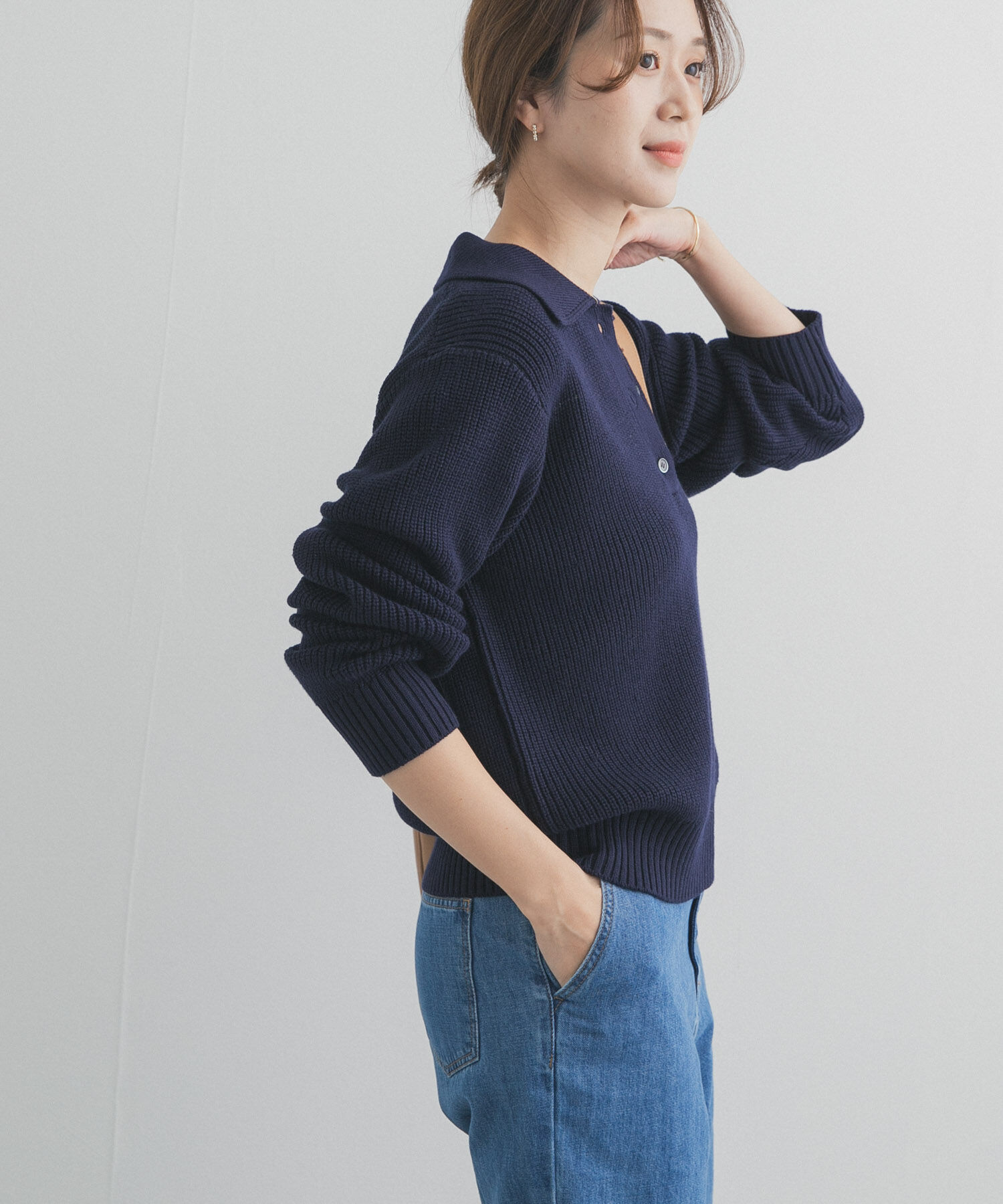 URBAN RESEARCH DOORS「衿付き畦ニット」|ニット・セーター|