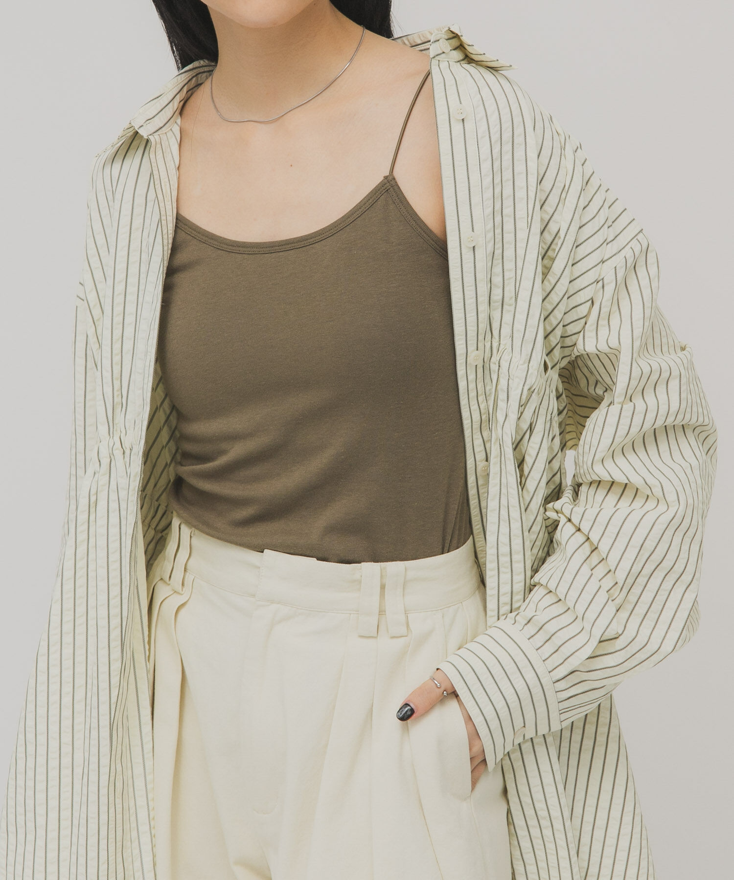  「スパゲティストラップカップ付きキャミ」|キャミソール|