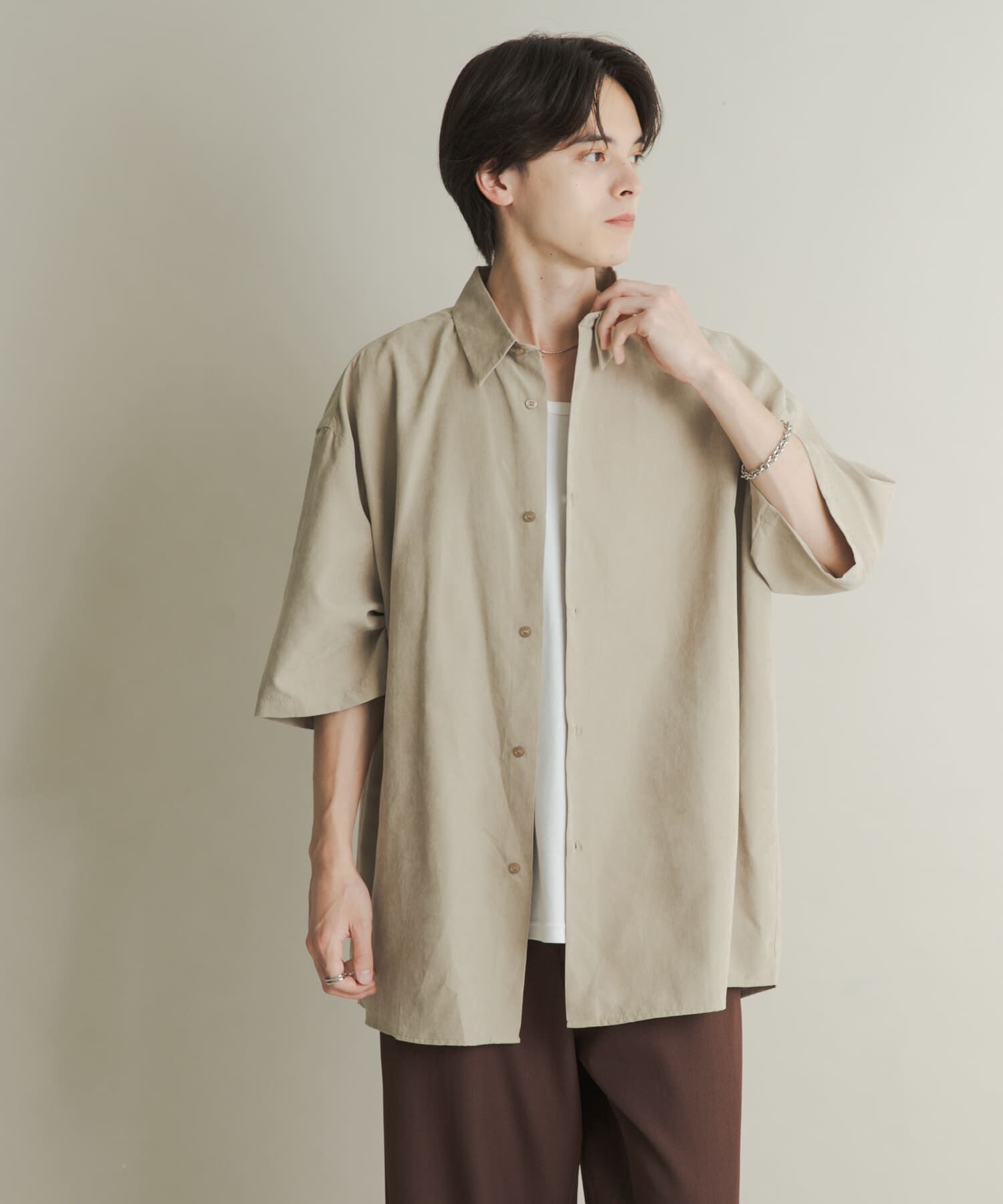 SENSE OF PLACE by URBAN RESEARCH「エクストラルーズピーチサテンショートスリーブシャツ」|シャツ・ブラウス|