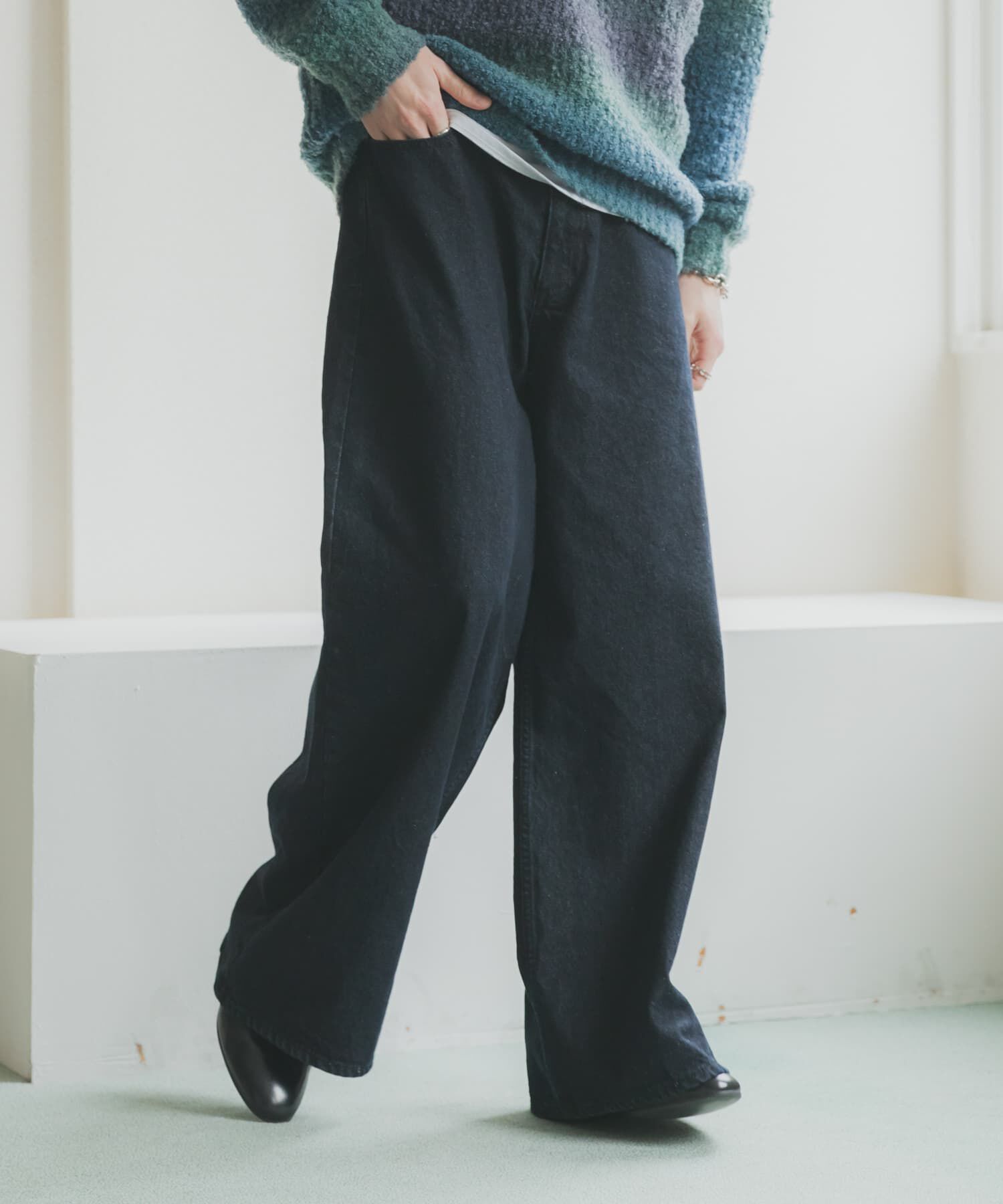 SENSE OF PLACE by URBAN RESEARCH「『一部WEB限定カラー』ヴィンテージライクデニムワイドパンツ」|デニム|