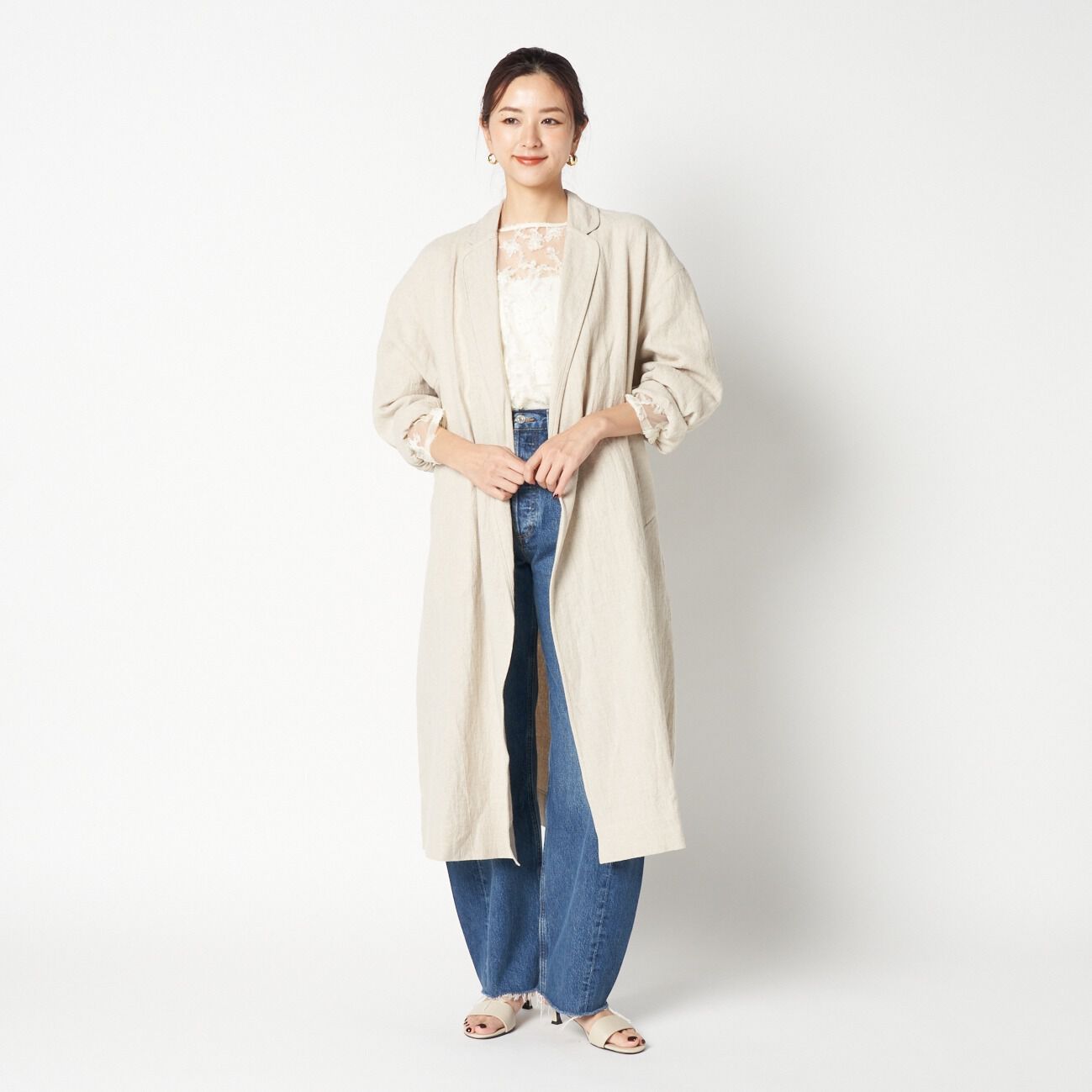 HELIOPOLE「HELIOPOLE DUNGAREES LINEN LONG COAT」|トレンチコート|