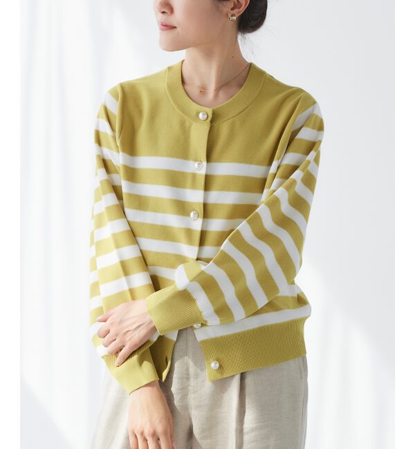 le.coeur blanc「《手洗い可能》パールボタンボリュームスリーブカーディガン」|カーディガン|