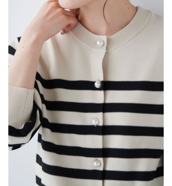 le.coeur blanc「《手洗い可能》パールボタンボリュームスリーブカーディガン」|カーディガン|