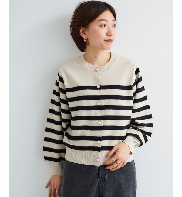 le.coeur blanc「《手洗い可能》パールボタンボリュームスリーブカーディガン」|カーディガン|