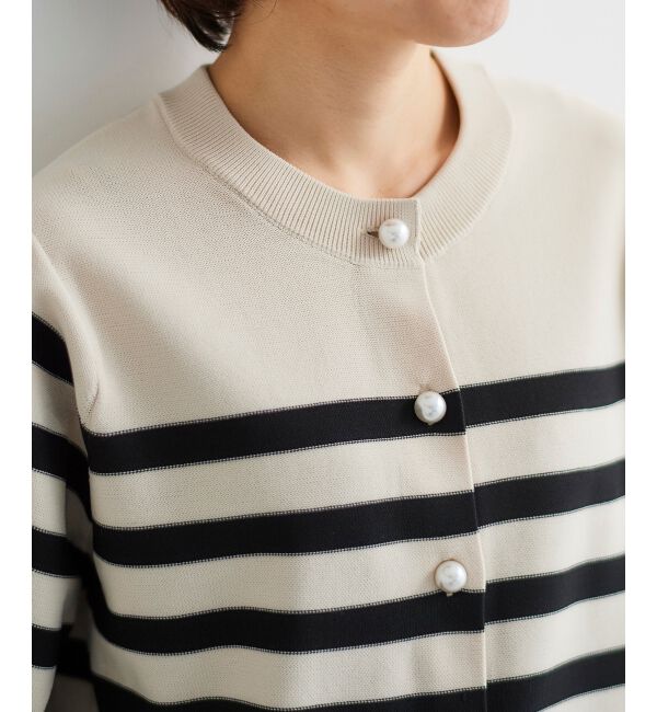 le.coeur blanc「《手洗い可能》パールボタンボリュームスリーブカーディガン」|カーディガン|
