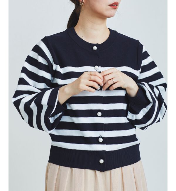 le.coeur blanc「《手洗い可能》パールボタンボリュームスリーブカーディガン」|カーディガン|