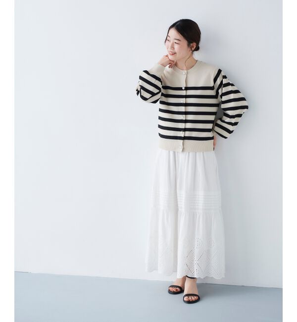 le.coeur blanc「《手洗い可能》パールボタンボリュームスリーブカーディガン」|カーディガン|