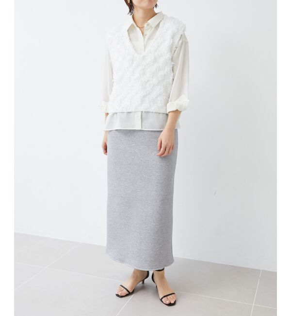 le.coeur blanc「《手洗い可能》フリンジ編みVネックベスト」|ベスト・ジレ|