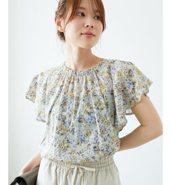  「フラワープリントフレアスリーブブラウス」|シャツ・ブラウス|