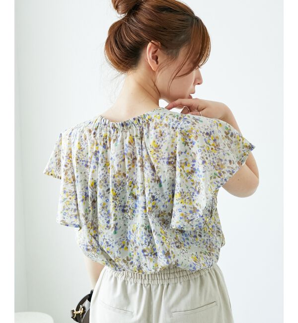  「フラワープリントフレアスリーブブラウス」|シャツ・ブラウス|