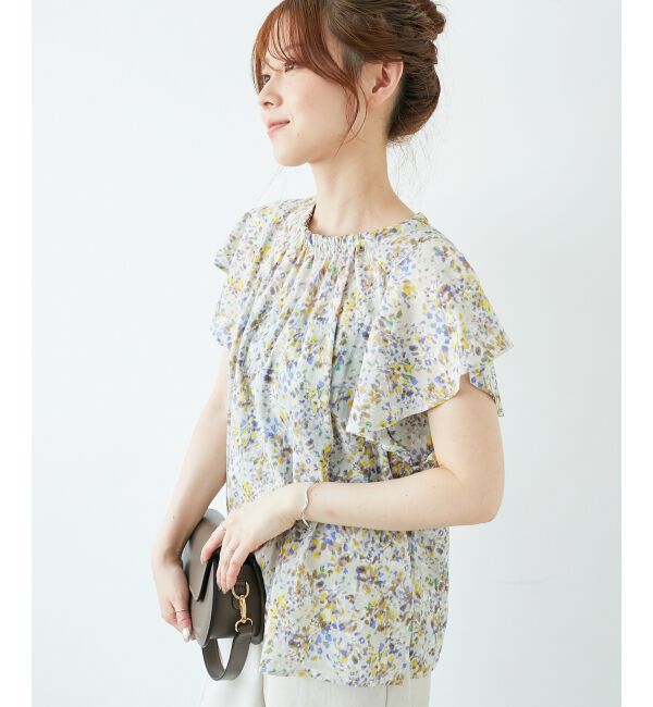  「フラワープリントフレアスリーブブラウス」|シャツ・ブラウス|