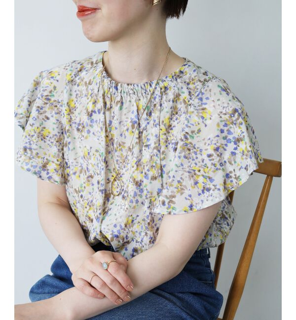  「フラワープリントフレアスリーブブラウス」|シャツ・ブラウス|
