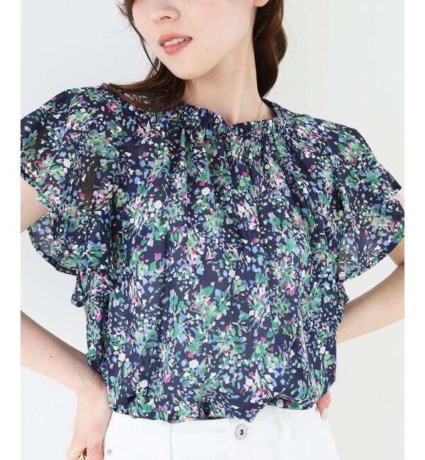  「フラワープリントフレアスリーブブラウス」|シャツ・ブラウス|