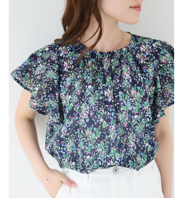  「フラワープリントフレアスリーブブラウス」|シャツ・ブラウス|