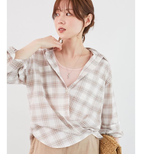  「《手洗い可能》シアーチェック2wayシャツ」|シャツ・ブラウス|