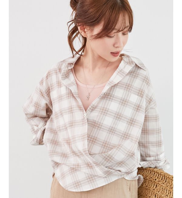  「《手洗い可能》シアーチェック2wayシャツ」|シャツ・ブラウス|