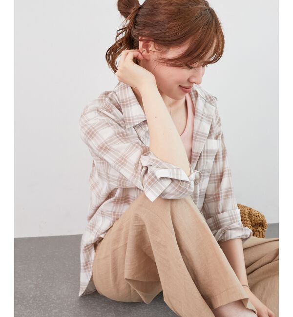  「《手洗い可能》シアーチェック2wayシャツ」|シャツ・ブラウス|