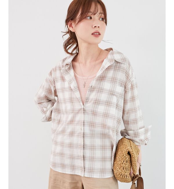 「《手洗い可能》シアーチェック2wayシャツ」|シャツ・ブラウス|