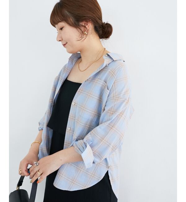  「《手洗い可能》シアーチェック2wayシャツ」|シャツ・ブラウス|
