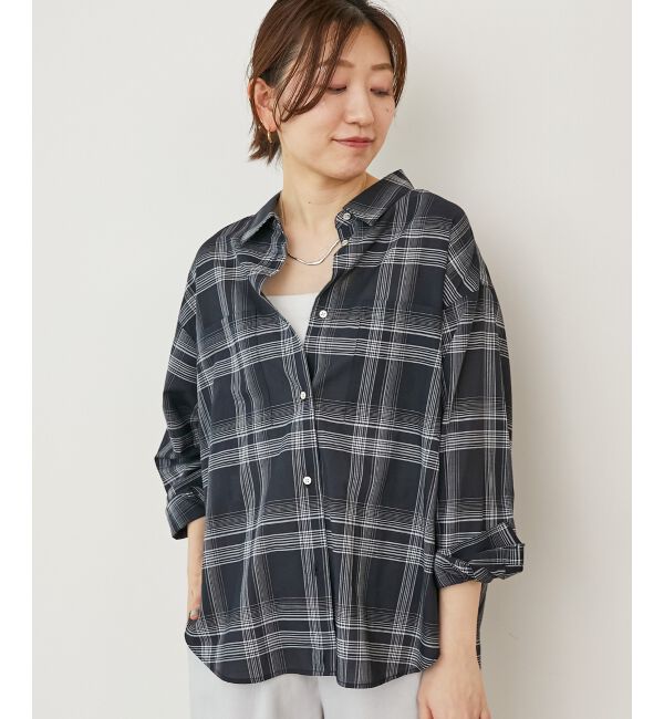  「《手洗い可能》シアーチェック2wayシャツ」|シャツ・ブラウス|