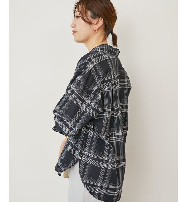  「《手洗い可能》シアーチェック2wayシャツ」|シャツ・ブラウス|