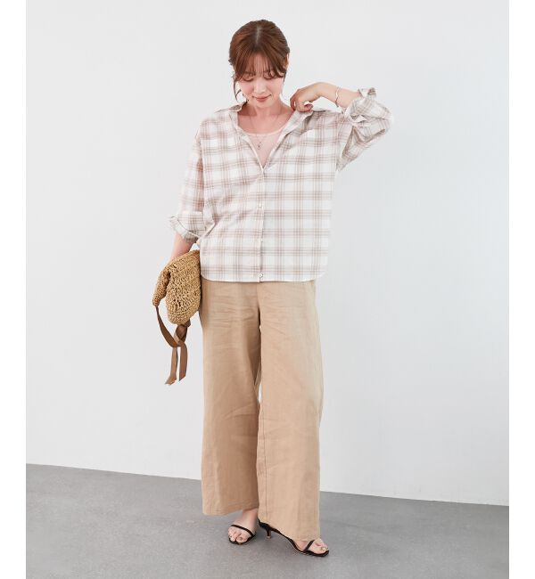  「《手洗い可能》シアーチェック2wayシャツ」|シャツ・ブラウス|