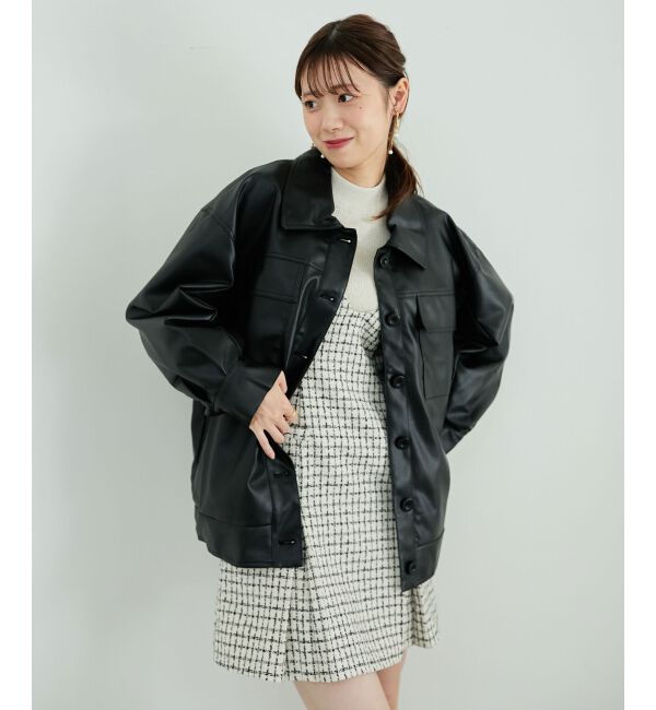 MAJESTICLEGON「フェイクレザーオーバーブルゾン」|ブルゾン・スタジャン|