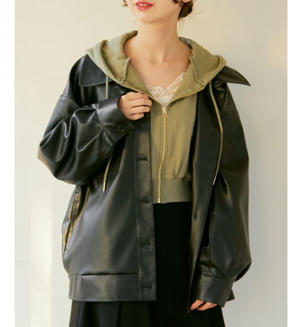 MAJESTICLEGON「フェイクレザーオーバーブルゾン」|ブルゾン・スタジャン|