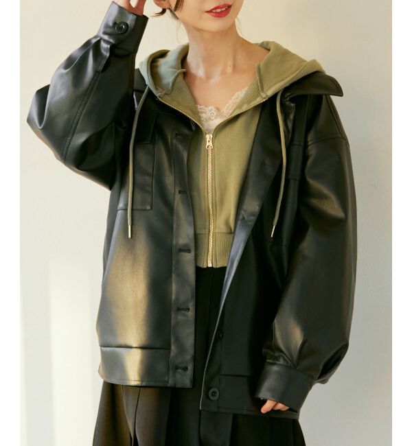 MAJESTICLEGON「フェイクレザーオーバーブルゾン」|ブルゾン・スタジャン|